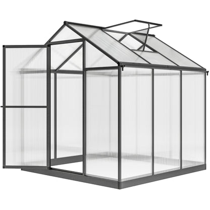 6' x 8' x 6.4' Polycarbonate Greenhouse, Aluminum Walk-In Green House Kit Garden, Plants Grow with Rain Gutter and Roof 