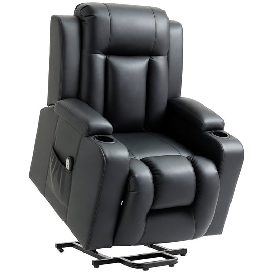 Power Lift Recliner Chair for Elderly, PU Leather Electric Recliner Chair with Footrest, Remote Control, Side Pockets an