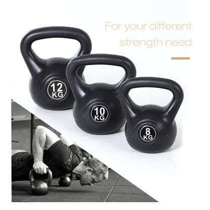 Soozier 26lb Fitness Kettlebell, Plastic Exercise Weight, Weightlifting Tools with Sand, Handle, Noise Reduction for Hom