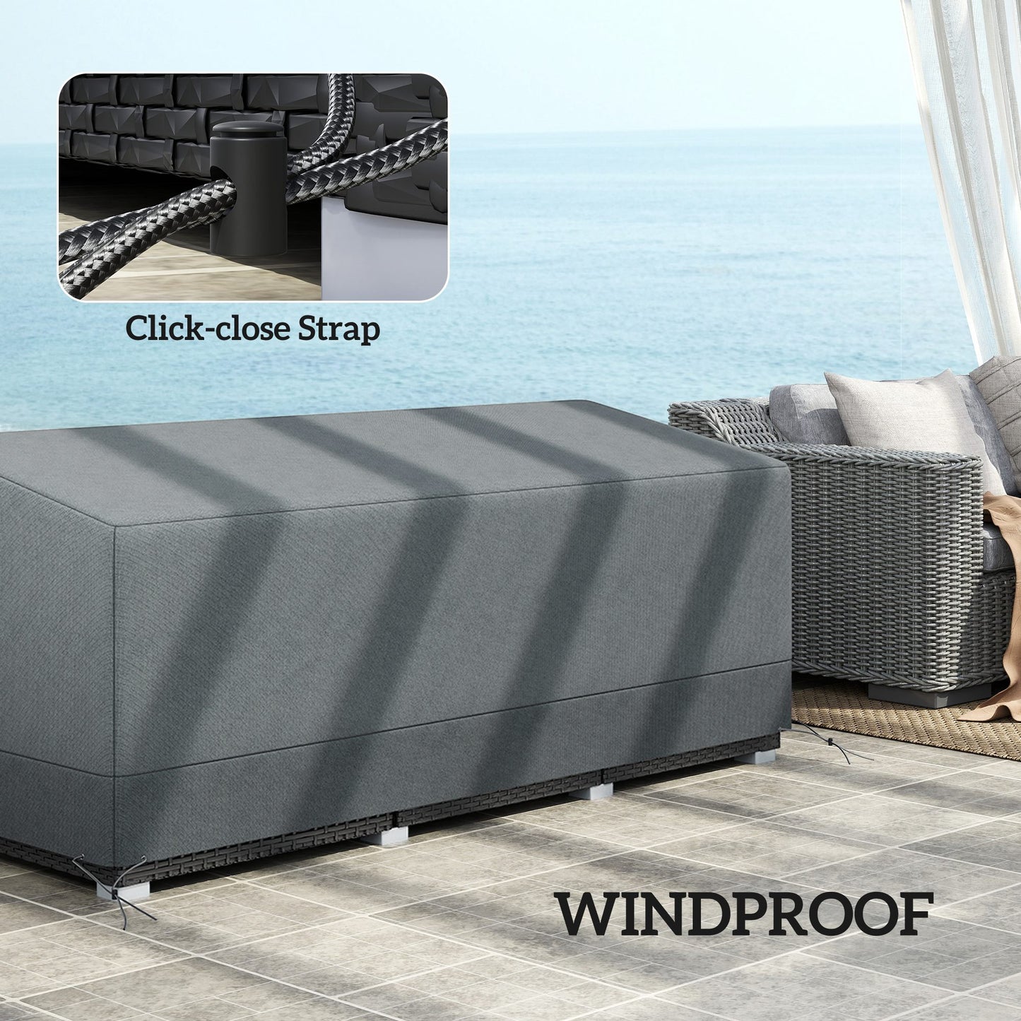 Patio Furniture Covers Waterproof for 3 Seater Sofa, 600D Heavy Duty Oxford Outdoor Patio Cover, 75" x 28.3" x 29.9", Gr