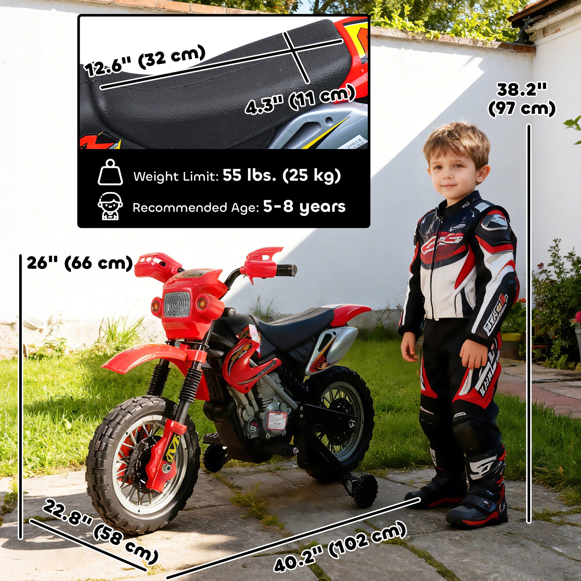 VarietyKart 6V Kid Electric Ride On Motorcycle Powered Dirt Bike Battery Scooter For 3-6 Year Old Kids Toddlers W/ Train
