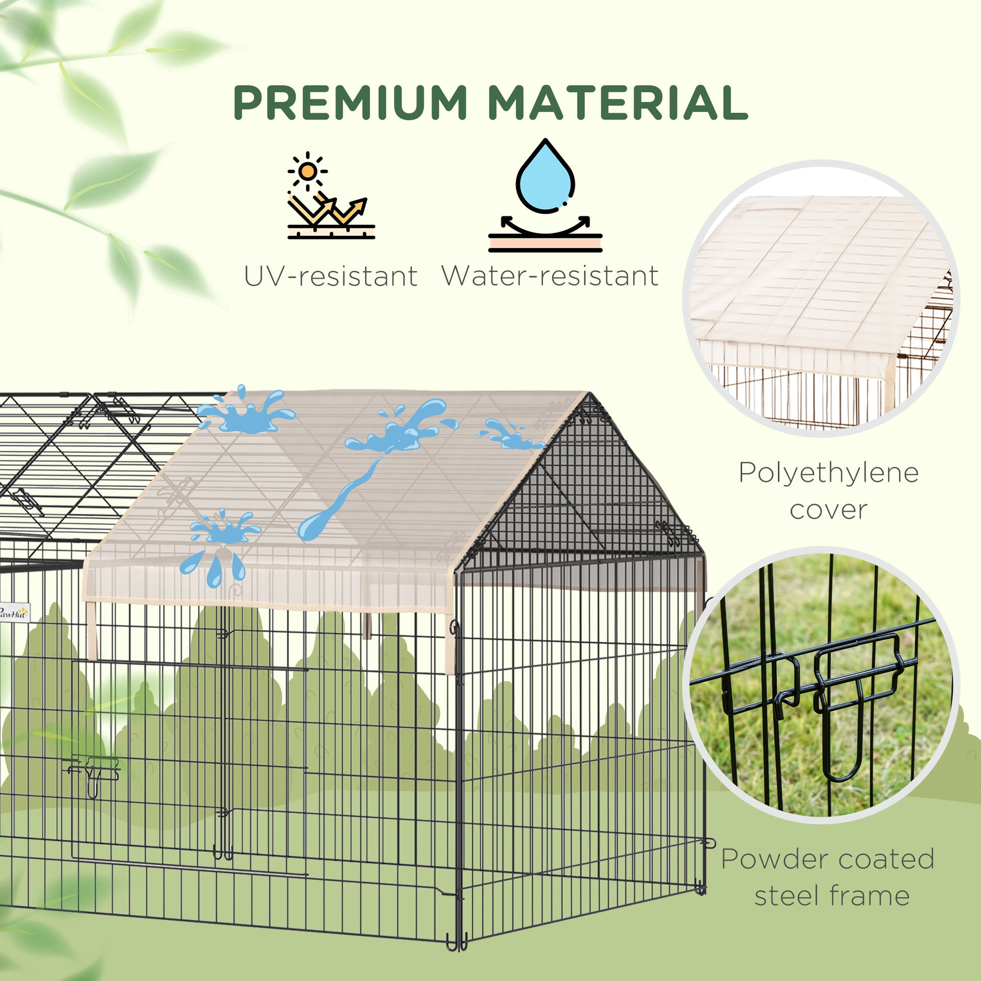 Pet Playpen with Roof, Metal Guinea Pig Cage, Rabbit Pen, Chicken Coop Run, Catio Cat Enclosure with Cover, Doors, Indoo