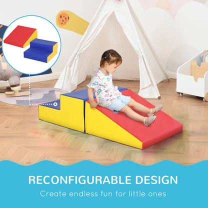 Soozier 2-Piece Climb and Crawl Activity Soft Play Set, Secure Foam Blocks Playset for Toddler Preschooler Babies Indoor