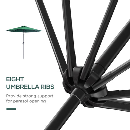 10' x 8' Round Market Umbrella, Patio Umbrella with Crank Handle and Tilt, Outdoor Parasol for Garden, Bench, Lawn, Gree