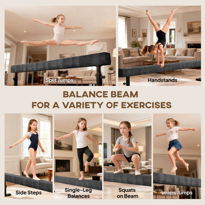 Soozier 7.5ft Adjustable Balance Beam, Gymnastics Beam with Wheels, Gymnastics Equipment for 6+ Years Old Training