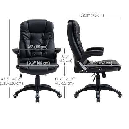Executive Chair PU Leather Recliner Office Chair, with Swivel Wheels, Arm, Adjustable Height, High Back, Black
