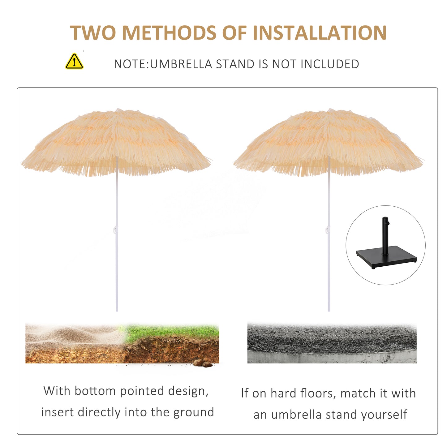 6FT Beach Umbrella Tilt Sunshade Height Adjustable Outdoor Market Patio Yard Crank Deck Sun Shade, Wheat - image 3
