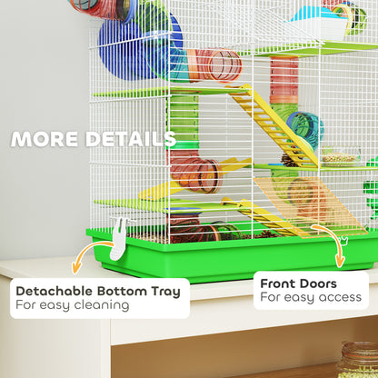 18.5" Hamster Cage, 5 Tiers Small Animal House with Tunnel Tube System, Exercise Wheel, Water Bottle, Green