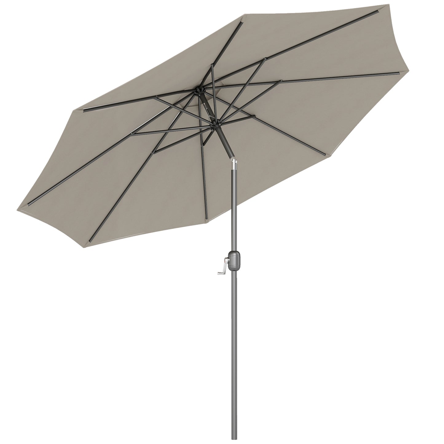 10' x 8' Round Market Umbrella, Patio Umbrella with Crank Handle and Tilt, Outdoor Parasol for Garden, Bench, Lawn, Ligh