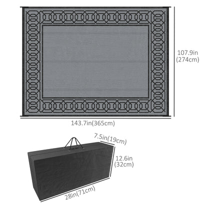 Portable Outdoor Rug with Carrying Bag, 9' x 12' Reversible Mat, Waterproof Plastic Straw RV Rug for Backyard, Deck, Pic