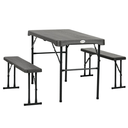 Folding Picnic Table with 2 Benches, 3-Piece Portable Outdoor Picnic Table Bench Set for 4, Patio Dining Table Set with 
