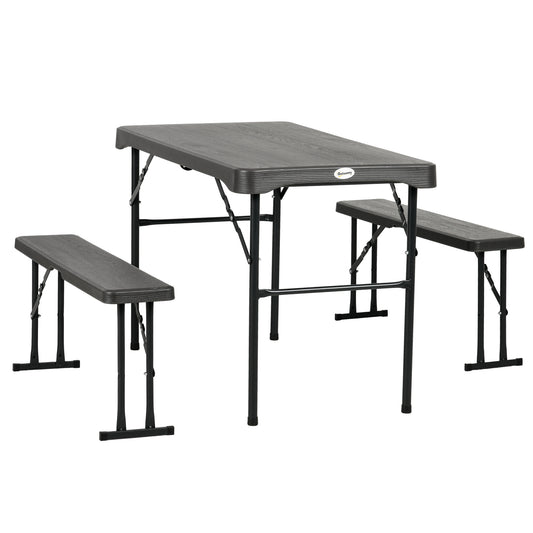 Folding Picnic Table with 2 Benches, 3-Piece Portable Outdoor Picnic Table Bench Set for 4, Patio Dining Table Set with 