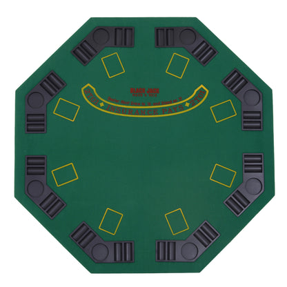 Soozier Folding Poker Table, 47" Octagon Blackjack Poker Game Table for 8 Players with Cup Holders, Green