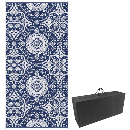 Portable Outdoor Rug with Carry Bag, 9' x 18' Reversible Mat, Waterproof Plastic Straw RV Rug for Backyard, Deck, Picnic