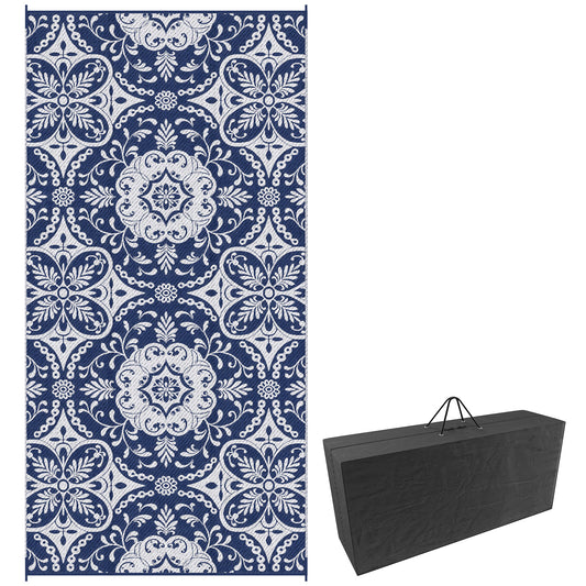 Portable Outdoor Rug with Carry Bag, 9' x 18' Reversible Mat, Waterproof Plastic Straw RV Rug for Backyard, Deck, Picnic