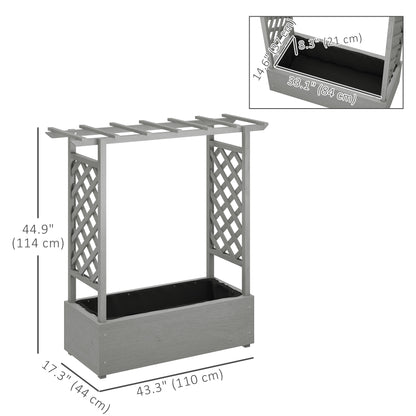 Wooden Raised Garden Bed with Trellis, Outdoor Planter Box with Hanging Roof, Drainage Holes and Bed Liner