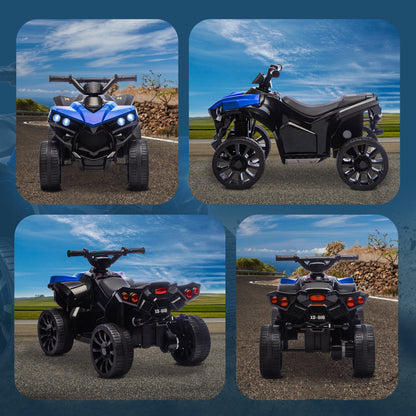 Qaba 6V Kids ATV, 4 Wheeler Electric Ride on Car with Music and LED Headlights, for Ages 37-72 Months Boys and Girls, Bl