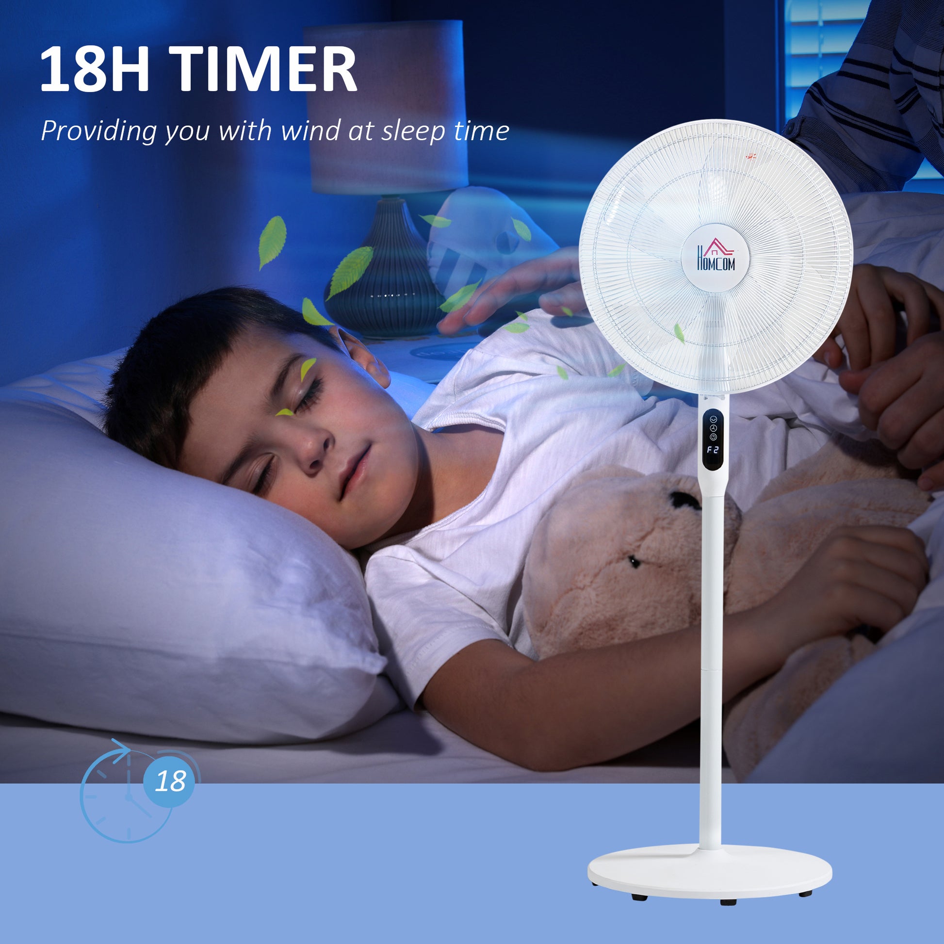 Floor Standing Fan with Remote Control, Oscillating, LED Screen, Stand Up Cooling Fan, Tall Pedestal Electric Fan for Ho