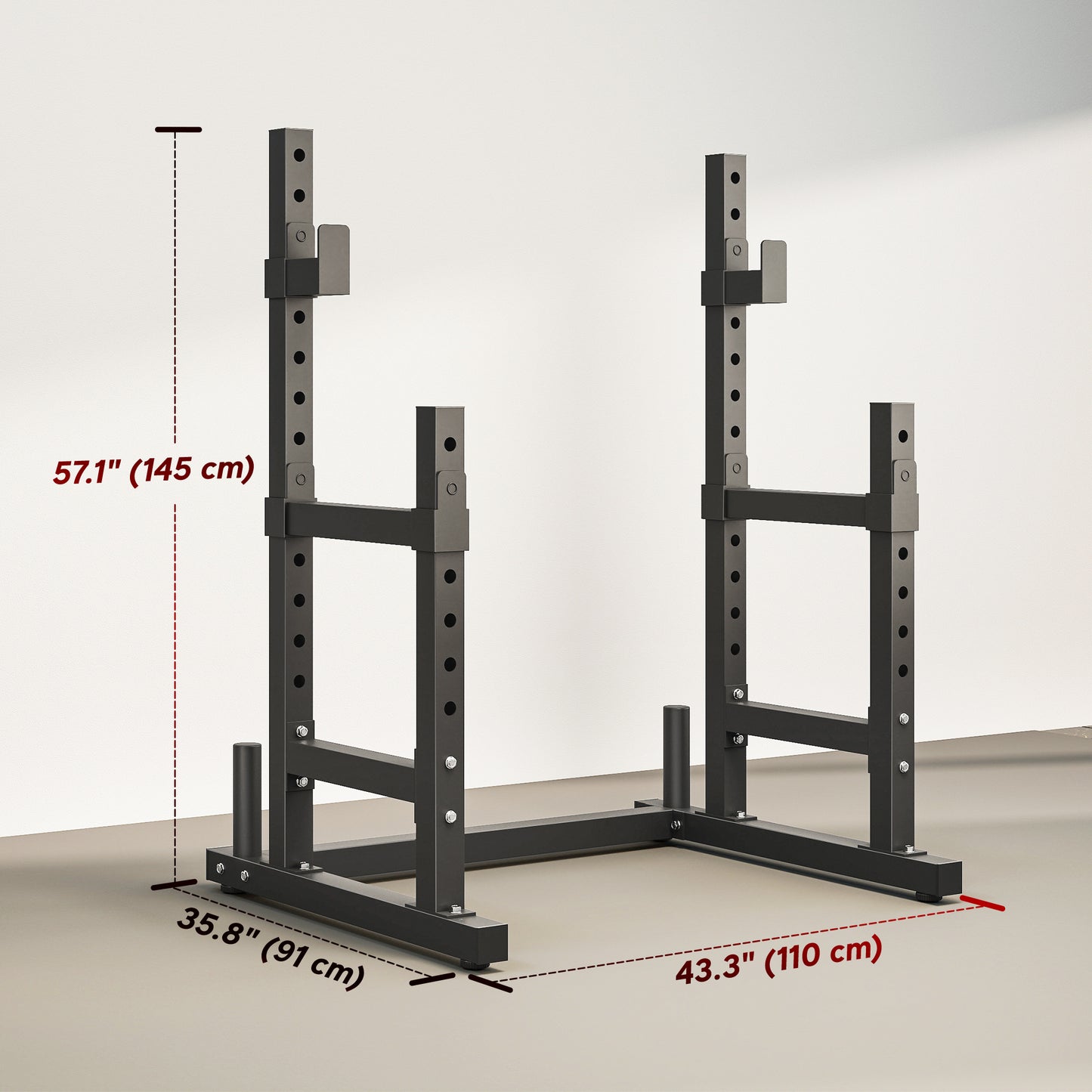 Soozier Adjustable Squat Rack, 660 lbs Multi-Function Barbell Rack for Weight Lifting and Home Gym Strength Training, Bl
