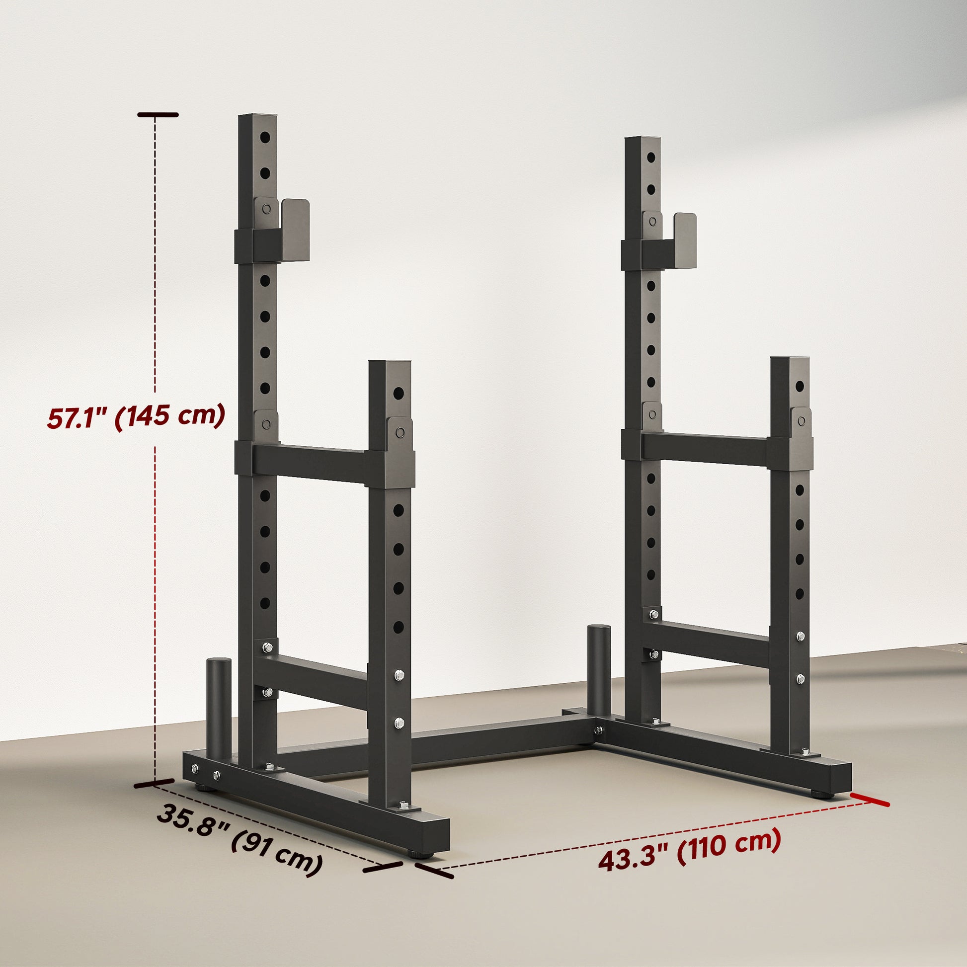 Soozier Adjustable Squat Rack, 660 lbs Multi-Function Barbell Rack for Weight Lifting and Home Gym Strength Training, Bl