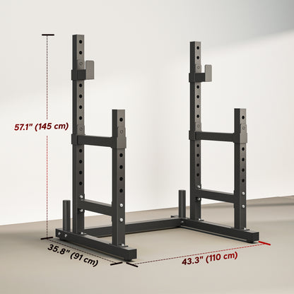 Soozier Adjustable Squat Rack, 660 lbs Multi-Function Barbell Rack for Weight Lifting and Home Gym Strength Training, Bl