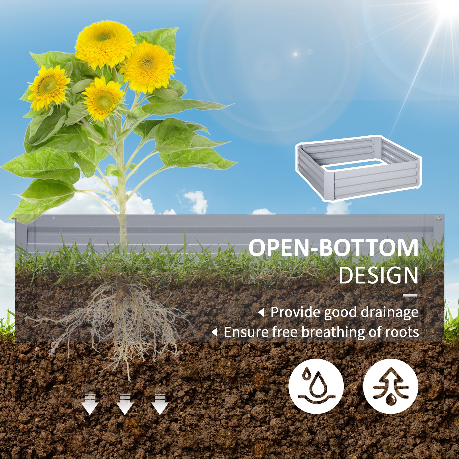 39" x 39" x 12" Set of 2 Raised Garden Bed, Elevated Planter Box with Galvanized Steel Frame for Growing Flowers, Herbs,