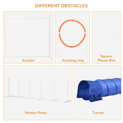 5Pcs Dog Agility Training Equipment with 8.7KG Net Weight, Pet Agility Set with Tunnels, Adjustable Jump Ring, Jumper, W
