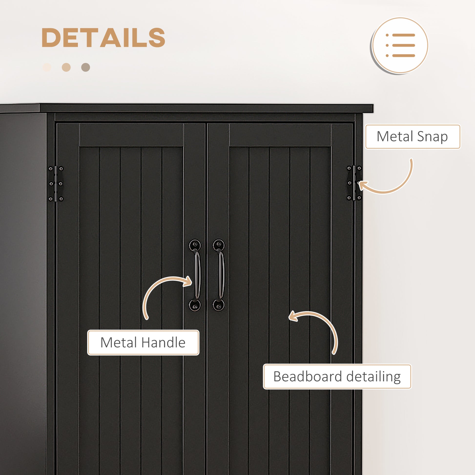 48 in 4-Door Kitchen Pantry Cabinet with Adjustable Shelves - Black - Image 4