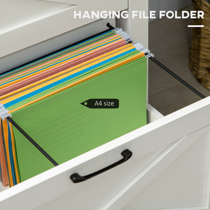 Vertical File Cabinet with Hanging Bars for A4 Size for Home Office, 29.9"x 19.7"x 30.3", White