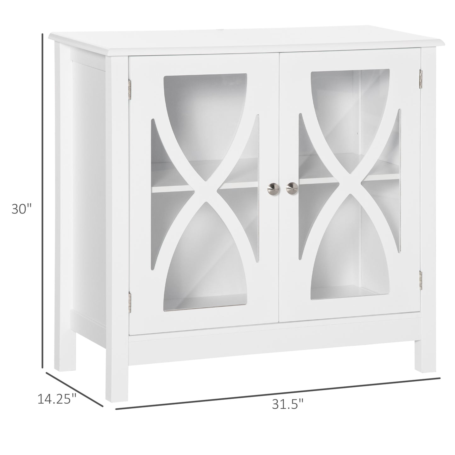 Kitchen Sideboard, Glass Door Buffet Cabinet, Bathroom Storage Cabinet with Adjustable Storage Shelf for Dining Room, Li