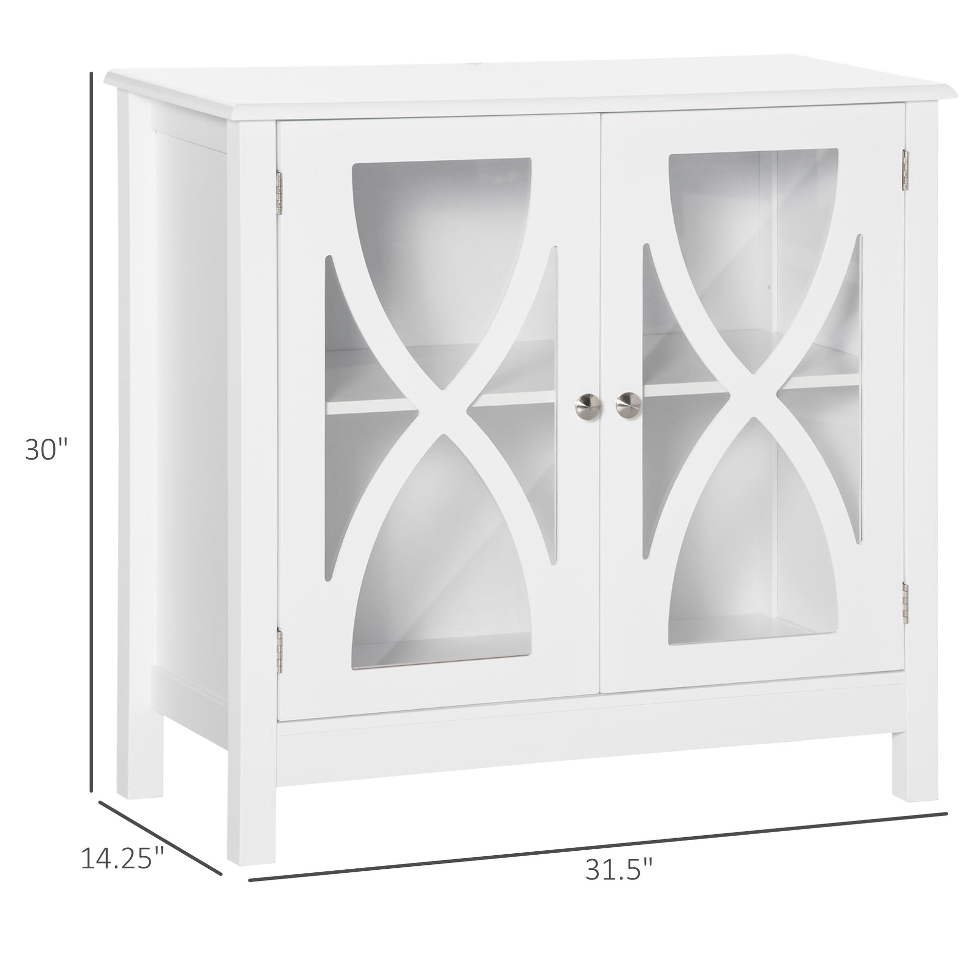 Kitchen Sideboard, Glass Door Buffet Cabinet, Bathroom Storage Cabinet with Adjustable Storage Shelf for Dining Room, Li