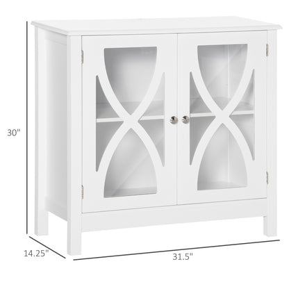 Kitchen Sideboard, Glass Door Buffet Cabinet, Bathroom Storage Cabinet with Adjustable Storage Shelf for Dining Room, Li