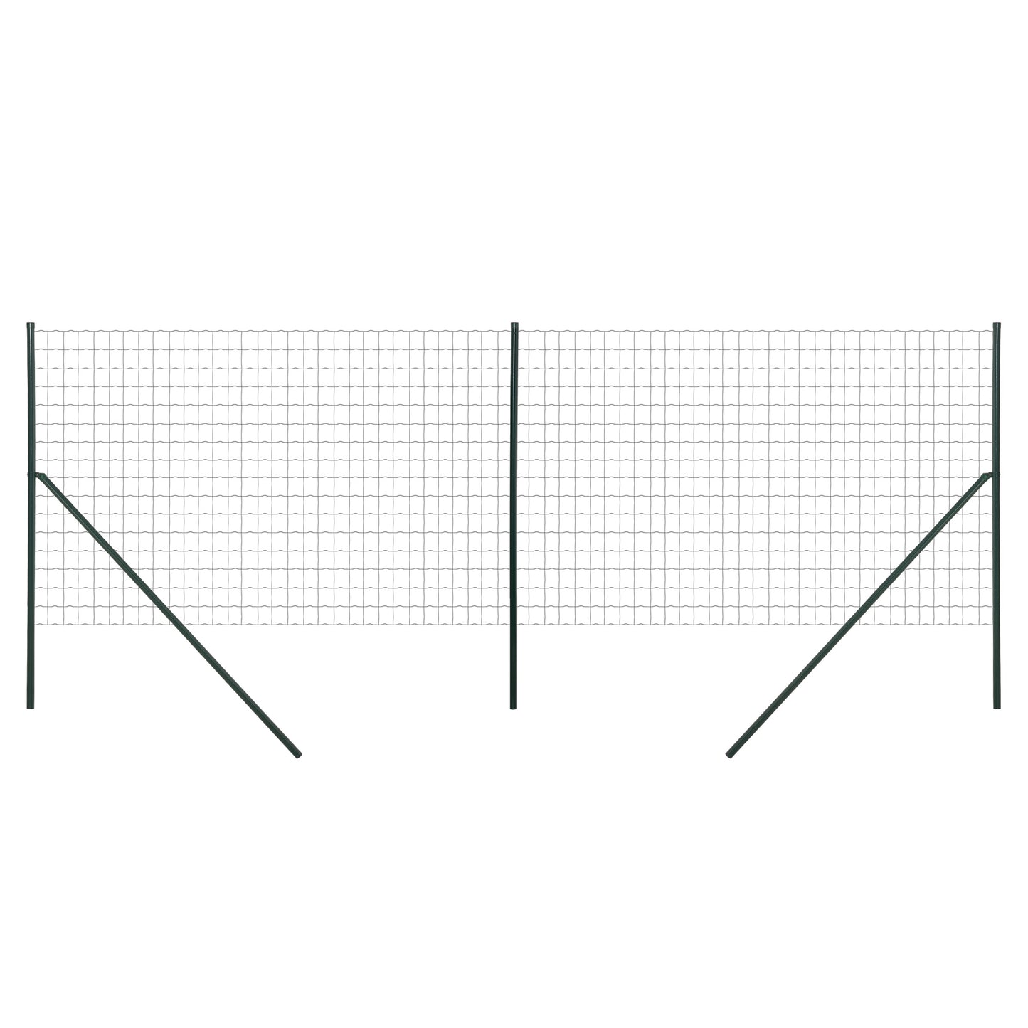 Garden Fence Barrier, Welded Fence Roll, Includes Posts & Support Braces, Green Plastic-Coated Steel