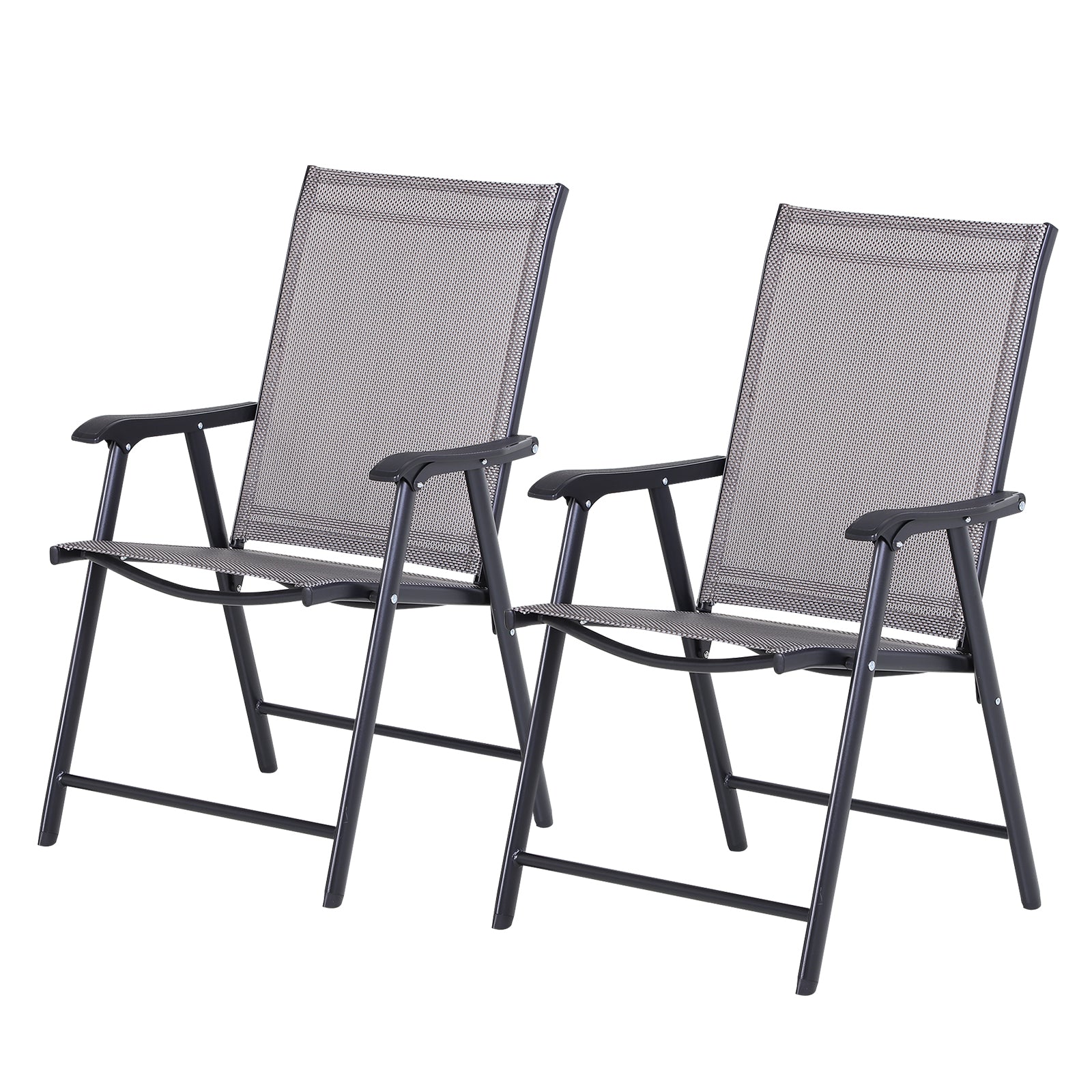 2-Piece Folding Dining Chair Set for Relaxing on Patio, Balcony, or Garden, Comfortable Outdoor Furniture with Armrests,