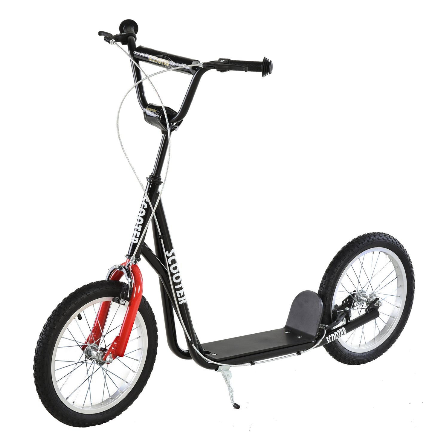 VarietyKart Kids Kick Scooter for 5+ Year Old, Kids Ride on Toy w/ 16'' Inflatable Wheel Dual Brakes, Black