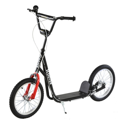 VarietyKart Kids Kick Scooter for 5+ Year Old, Kids Ride on Toy w/ 16'' Inflatable Wheel Dual Brakes, Black