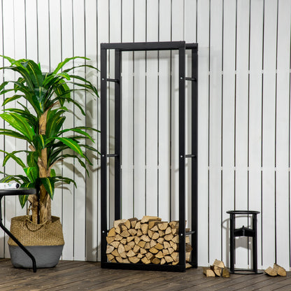 23.6" x 9.8" x 59.1" Firewood Rack Outdoor, Log Holder Fireplace Storage Rack with Handles and 220 lbs. Weight Capacity,