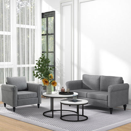 Vintage Loveseat, Upholstered Love Seat Furniture, Chenille-feel Fabric 2 Seater Sofa Couch with Rolled Arms, Gourd-Shap