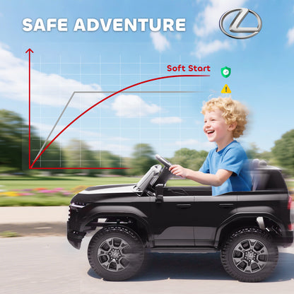 Qaba 12V Ride On Car, Licensed Lexus GX550, 2-Seater Kids Electric Vehicle with Remote Control and Suspension System, Bl