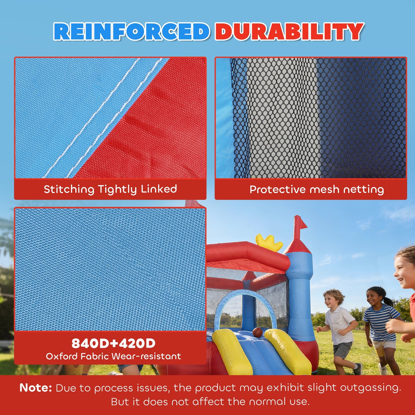 Qaba Bouncy Castle for Kids, Inflatable Bounce House with Slide, Pool/Ball Pit, Basketball Hoop and Blower for Indoor Ou