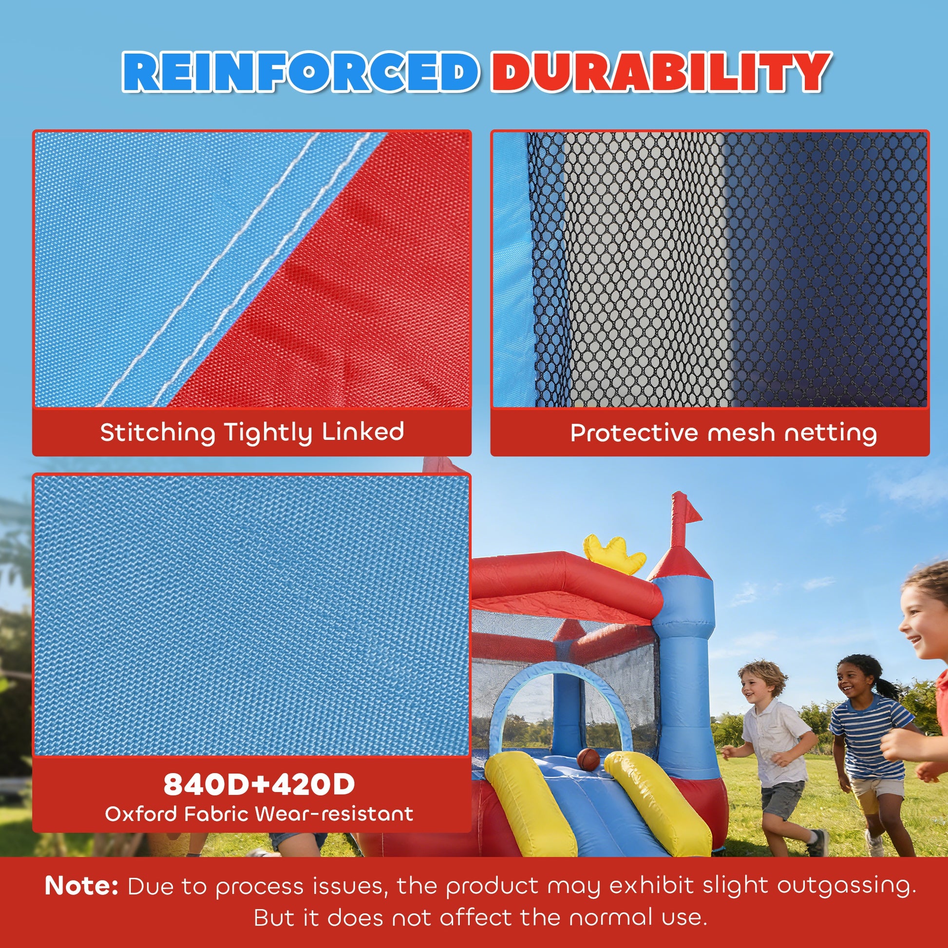 Qaba Bouncy Castle for Kids, Inflatable Bounce House with Slide, Pool/Ball Pit, Basketball Hoop and Blower for Indoor Ou