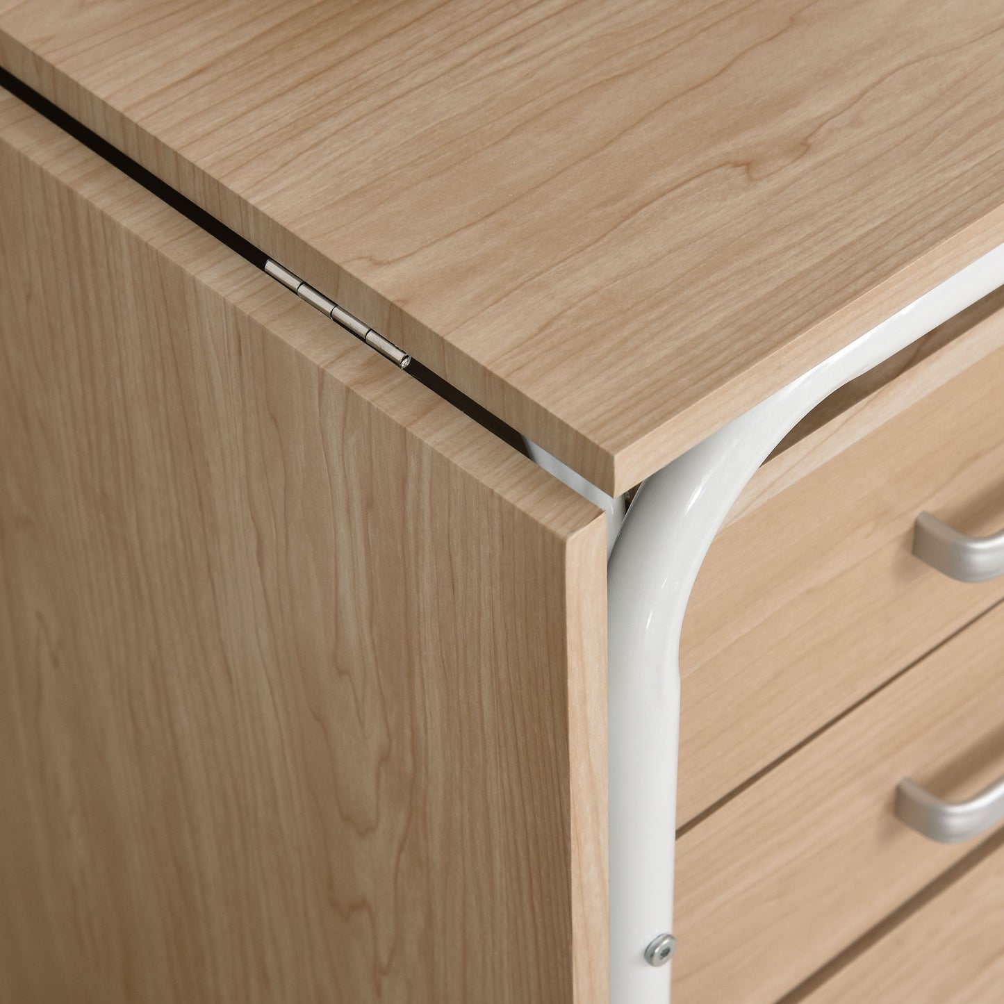 Foldable Computer Desk with Drawers, Executive Student Table with Storage Shelf, 6 Wheels for Bedroom Home Office Workst
