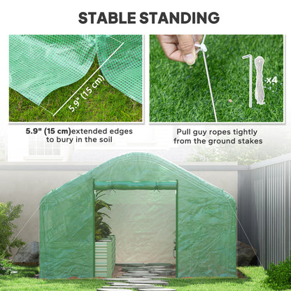 Walk-in Tunnel Greenhouse with Galvanized Steel Frame, Doors & Windows, Wind Resistant, Garden Planting Warm House, 13' 