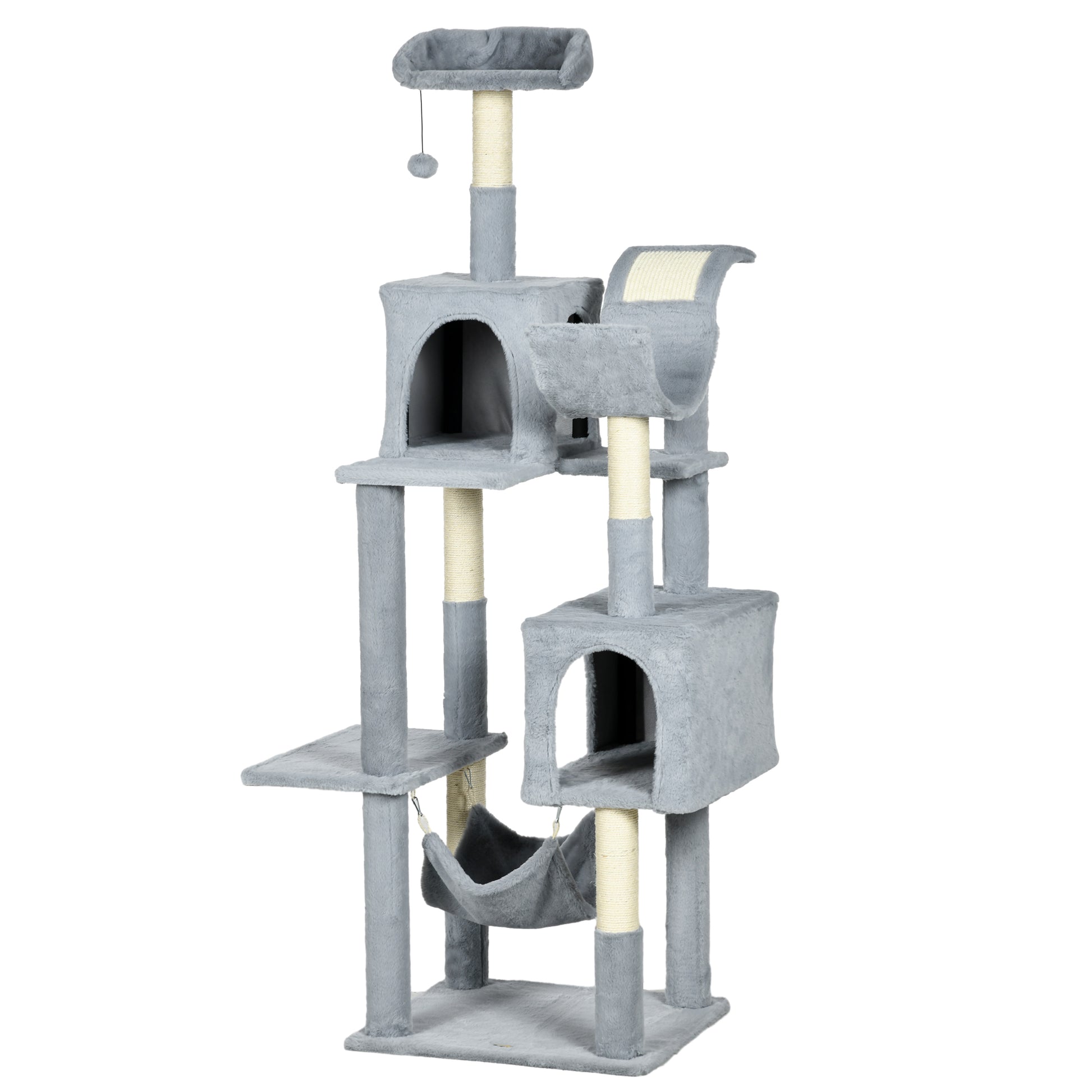 Tall Cat Tree for Indoor Cats, 70" Multi-Level Cat Tower with Hammock, Cat Bed, Cat Condo with Sisal Scratching Posts, B