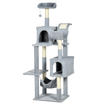Tall Cat Tree for Indoor Cats, 70" Multi-Level Cat Tower with Hammock, Cat Bed, Cat Condo with Sisal Scratching Posts, B