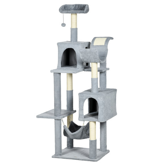 Tall Cat Tree for Indoor Cats, 70" Multi-Level Cat Tower with Hammock, Cat Bed, Cat Condo with Sisal Scratching Posts, B