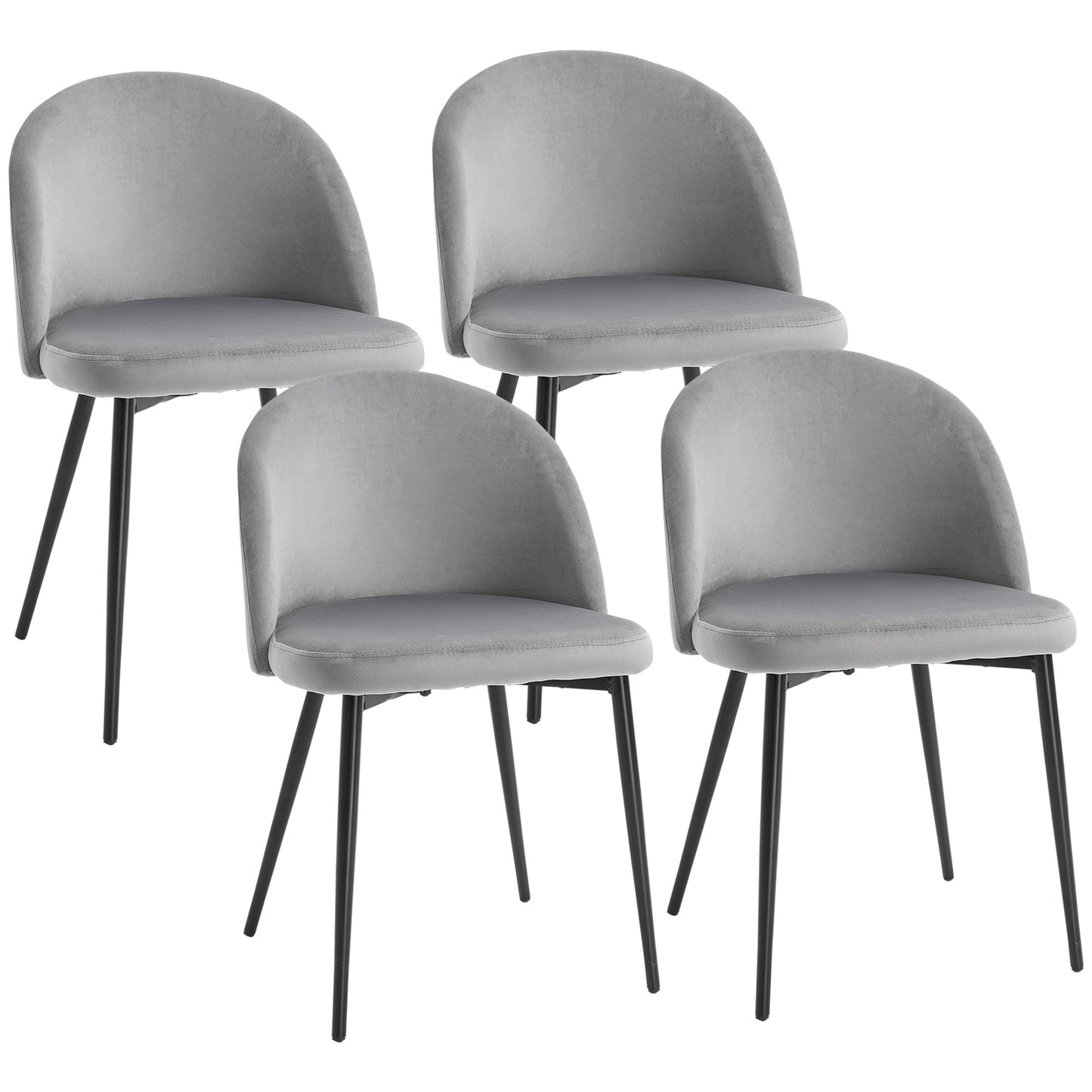 Modern Dining Chairs, Mid-Back Velvet-touch Upholstery Side Chair, Table Chair for Living Room, Dining Room, Grey, Set o