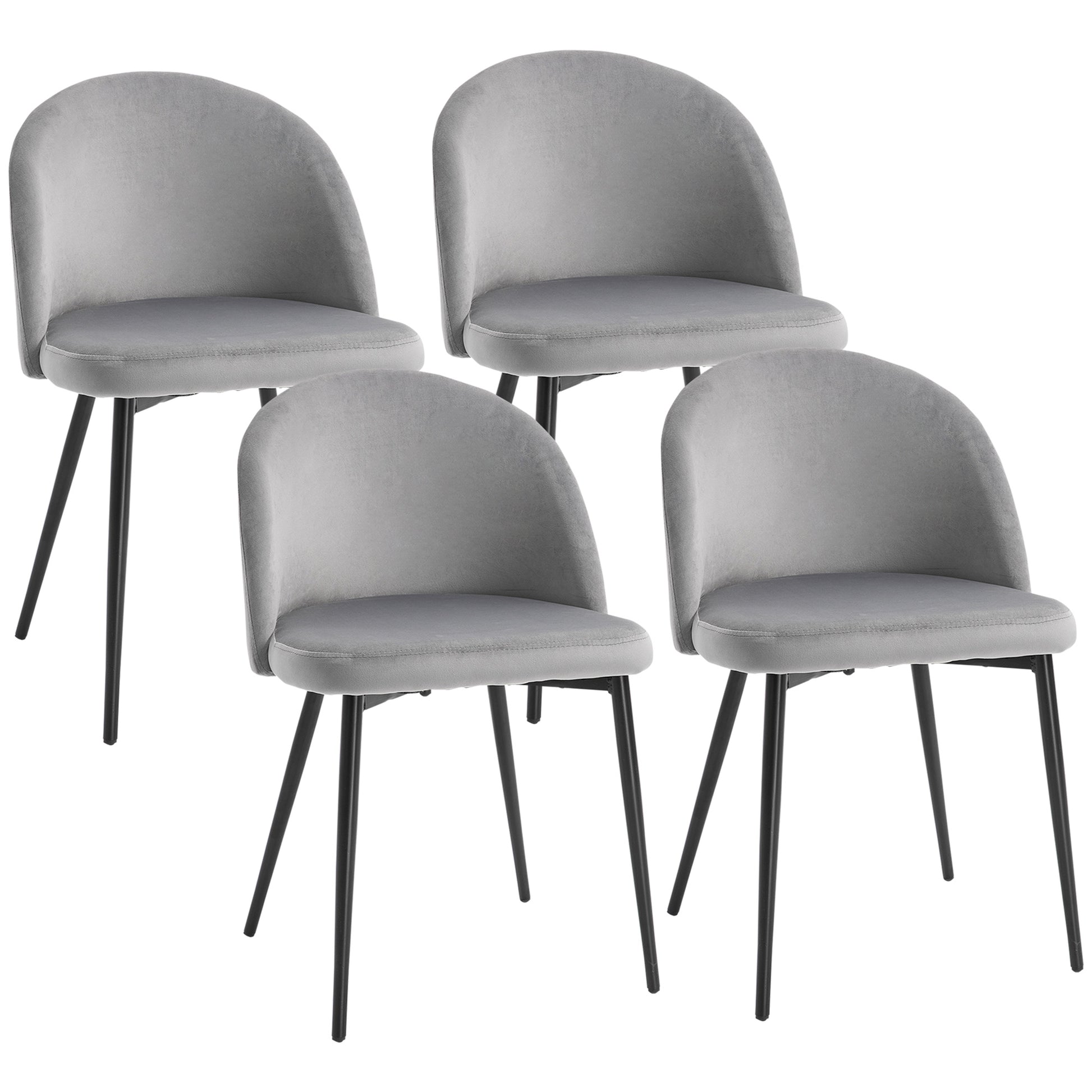Modern Dining Chairs, Mid-Back Velvet-touch Upholstery Side Chair, Table Chair for Living Room, Dining Room, Grey, Set o