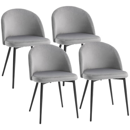 Modern Dining Chairs, Mid-Back Velvet-touch Upholstery Side Chair, Table Chair for Living Room, Dining Room, Grey, Set o