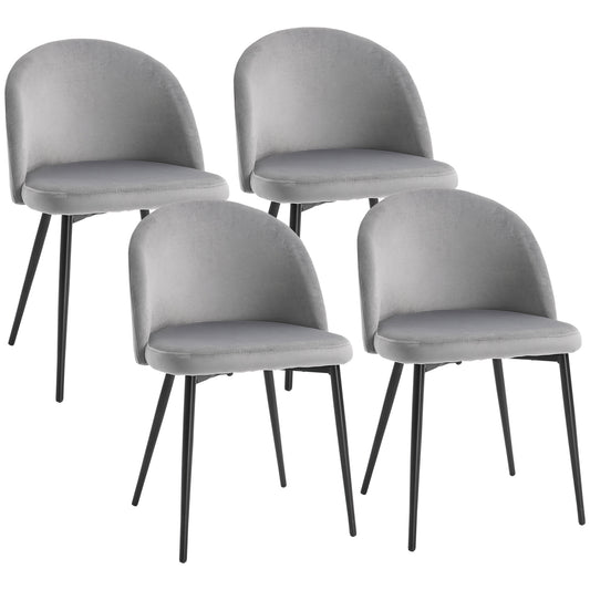Modern Dining Chairs, Mid-Back Velvet-touch Upholstery Side Chair, Table Chair for Living Room, Dining Room, Grey, Set o